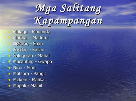 mga salita sa kapampangan-pampanga to tagalog